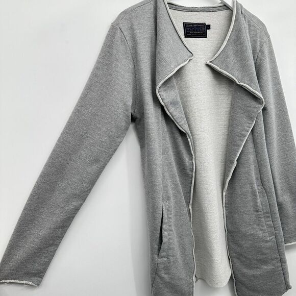 Bleecker Mercer Open Front Jacket Cardigan Mens Size Large‎ Gray Pockets - Picture 2 of 13